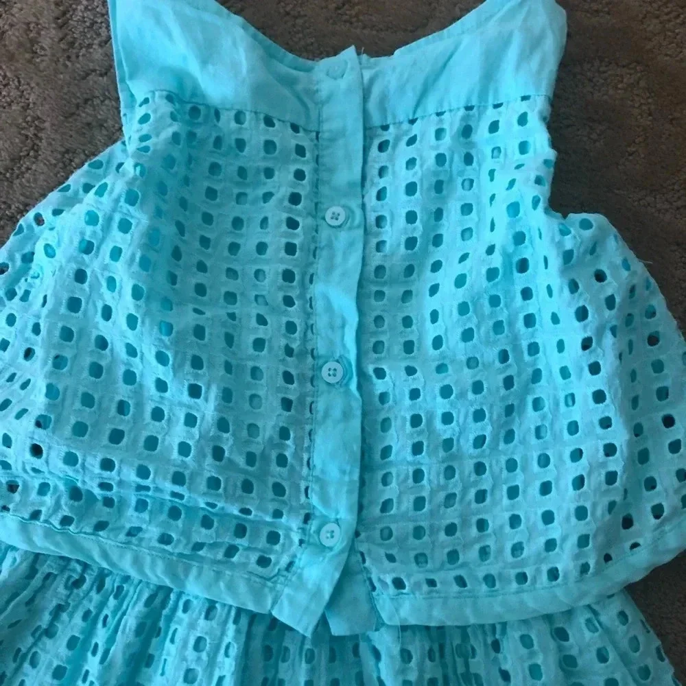 Cherokee girls aqua sundress dress 5t eyelet